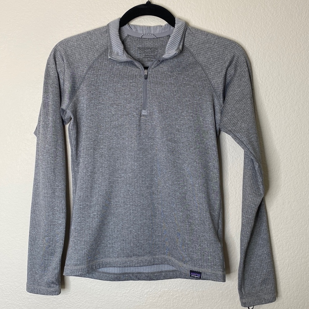 Patagonia Capilene base layer kids XL extra large collared long sleeve grey zip